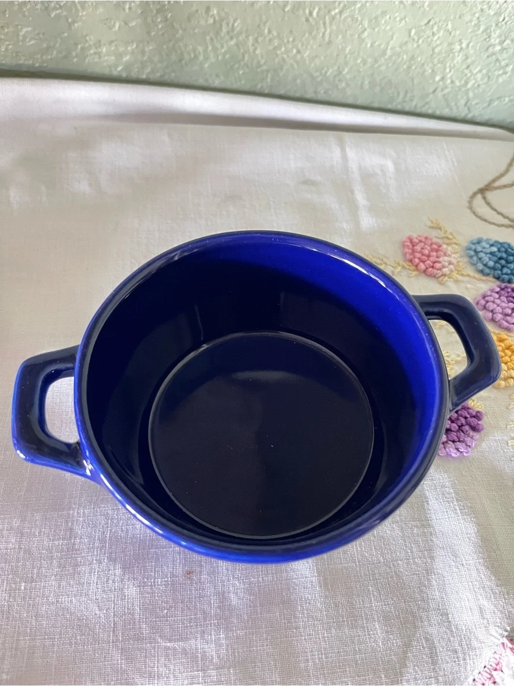 Pioneer Woman Cobalt Blue Mini Covered Baker Casserole Floral Stoneware 4”